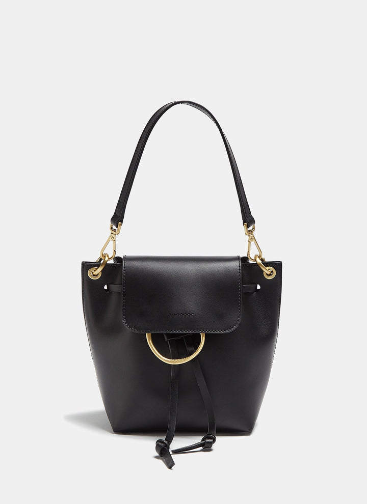 Women Leather Bag | Black Unlined Vachetta Leather Mini Backpack by Spanish designer Adolfo Dominguez
