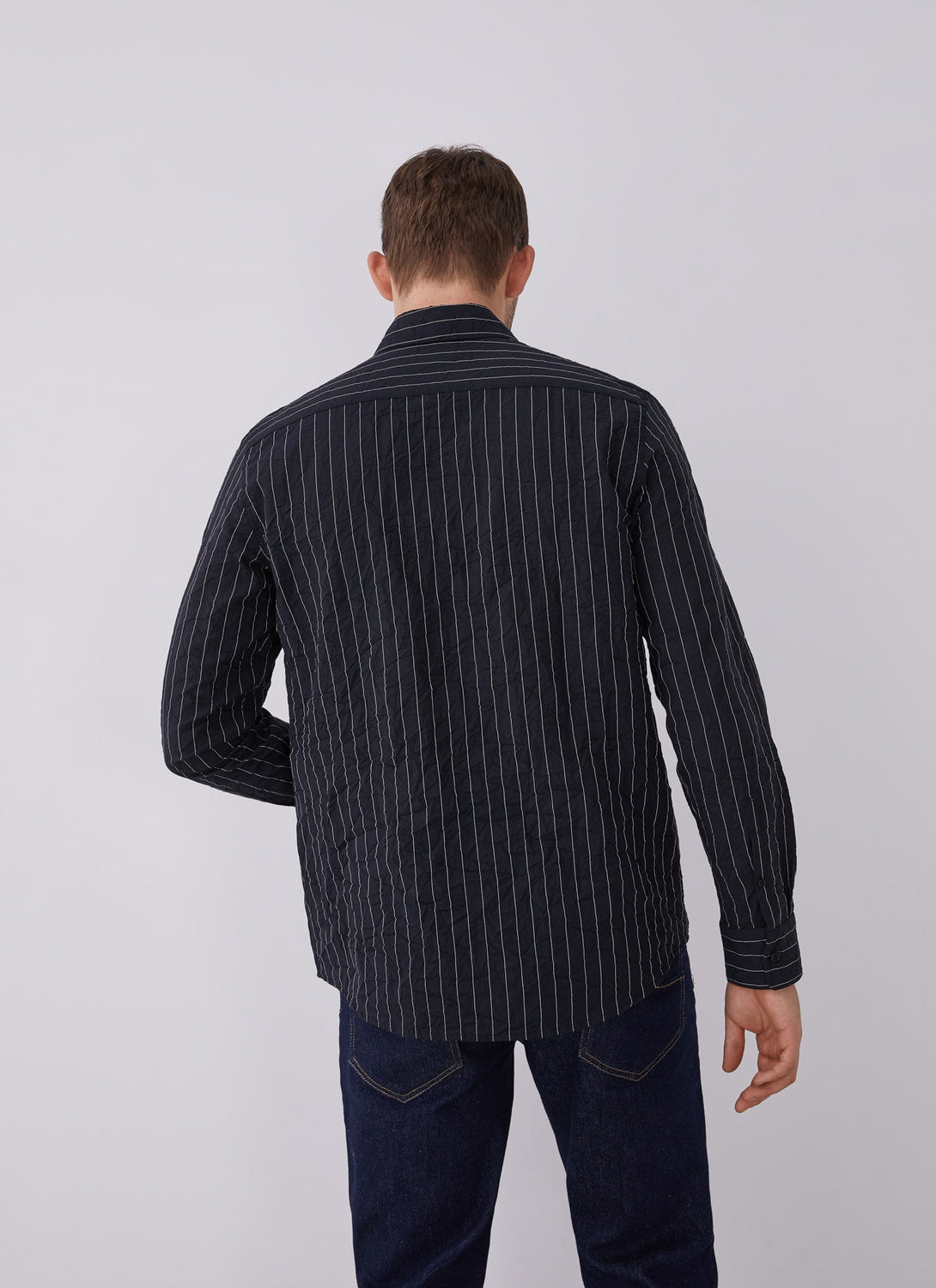 Men Shirt | Black/White Contrasting Striped Shirt by Spanish designer Adolfo Dominguez