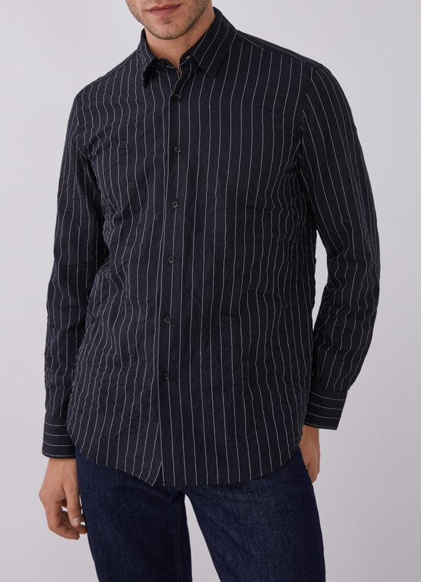 Men Shirt | Black/White Contrasting Striped Shirt by Spanish designer Adolfo Dominguez