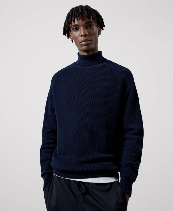 Men Jersey | Blue Melange Sweater by Spanish designer Adolfo Dominguez