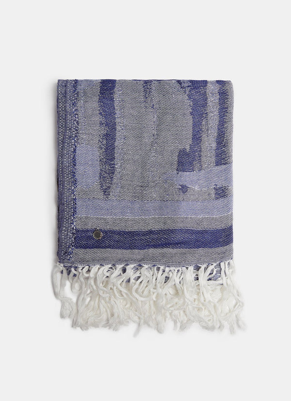 Women Shawl | Blue Print Jacquard Shawl With Abstract Print by Spanish designer Adolfo Dominguez