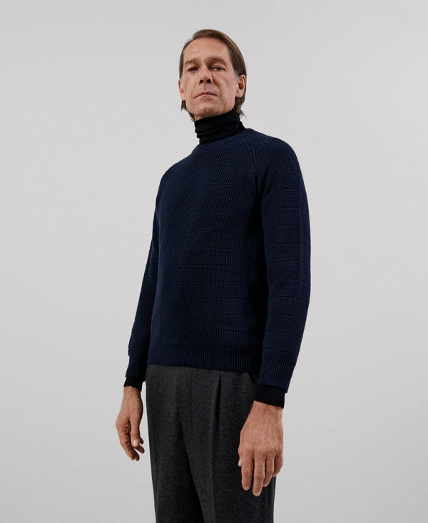 Men Jersey | Blue/Grey Sweater by Spanish designer Adolfo Dominguez