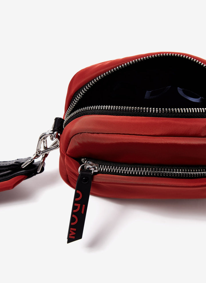 Women Bags | Brick Red Nylon Padded Bag With Pocket by Spanish designer Adolfo Dominguez
