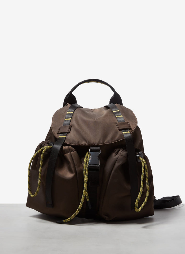 Women Bags | Brown Nylon Backpack With Pockets by Spanish designer Adolfo Dominguez