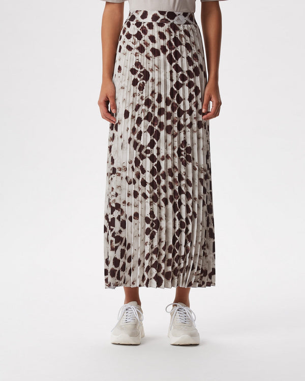 Women Skirt | Brown/Ecru Midi Skirt With Signature Snake Print by Spanish designer Adolfo Dominguez