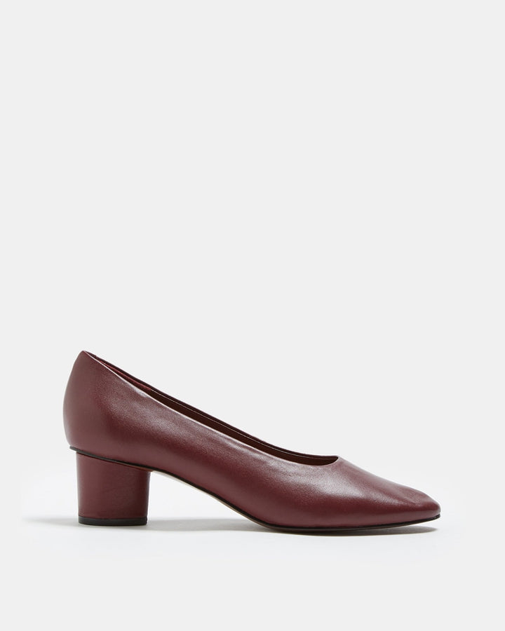 Burgundy Heeled Shoes With Rounded Toe | Adolfo Dominguez – Adolfo ...