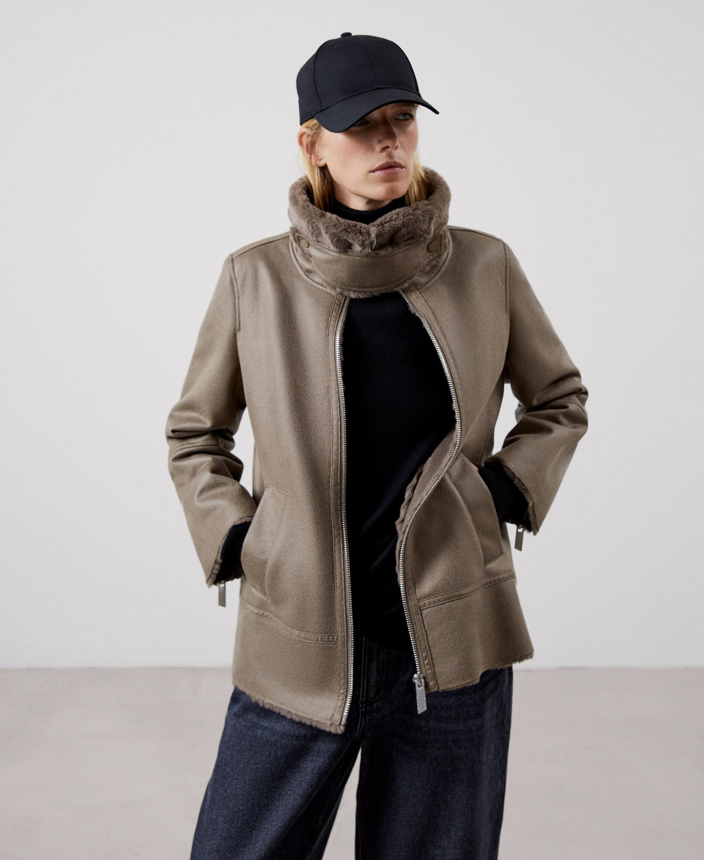 Aviator jacket hot sale womens grey