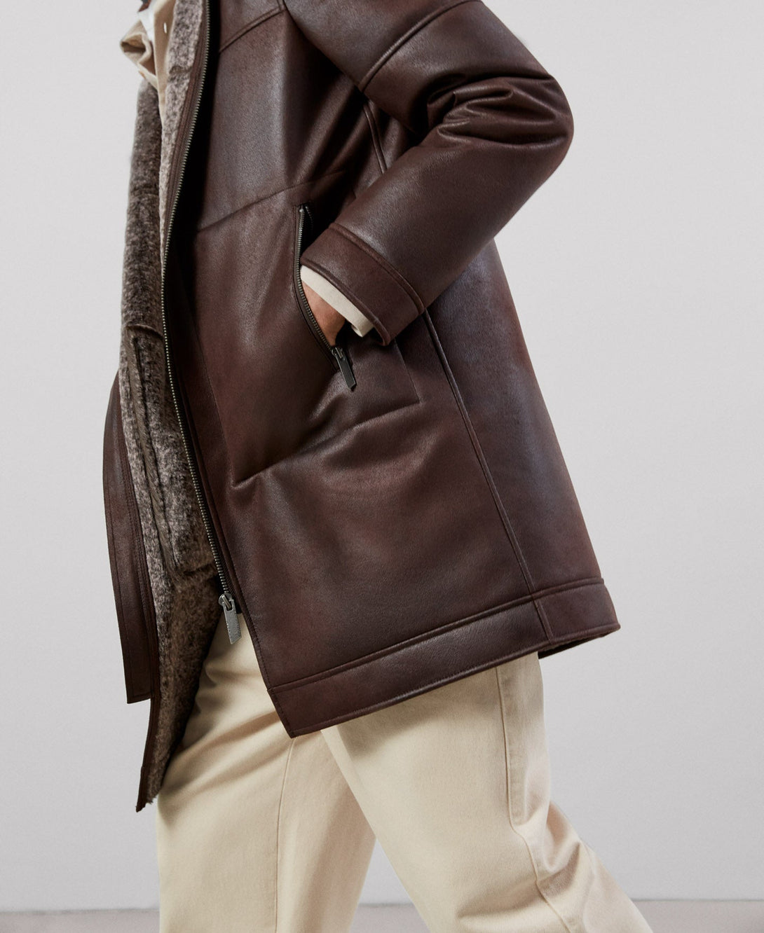 Men Ecoleather | Dark Brown Coat by Spanish designer Adolfo Dominguez