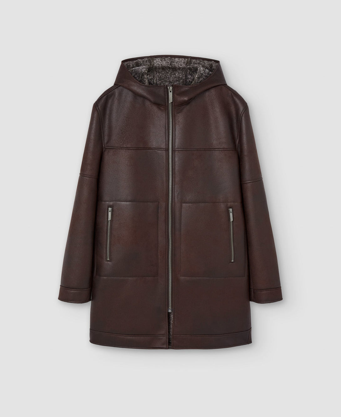 Men Ecoleather | Dark Brown Coat by Spanish designer Adolfo Dominguez