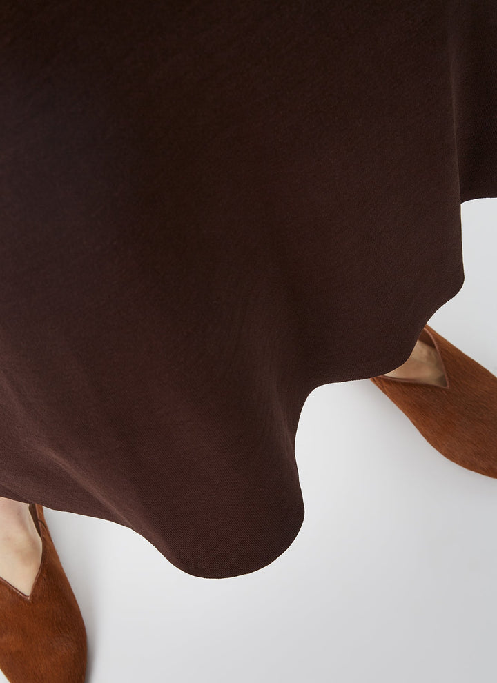 Women Dress | Dark Brown Thick-Stretch Knit Midi Dress by Spanish designer Adolfo Dominguez