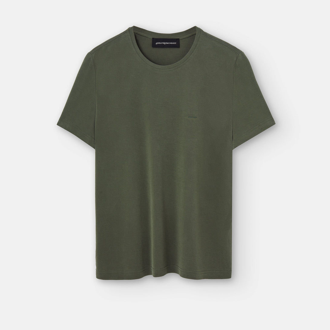 Men T-Shirt (Short Sleeve) | Dark Green Responsible Modal Basic T-Shirt by Spanish designer Adolfo Dominguez