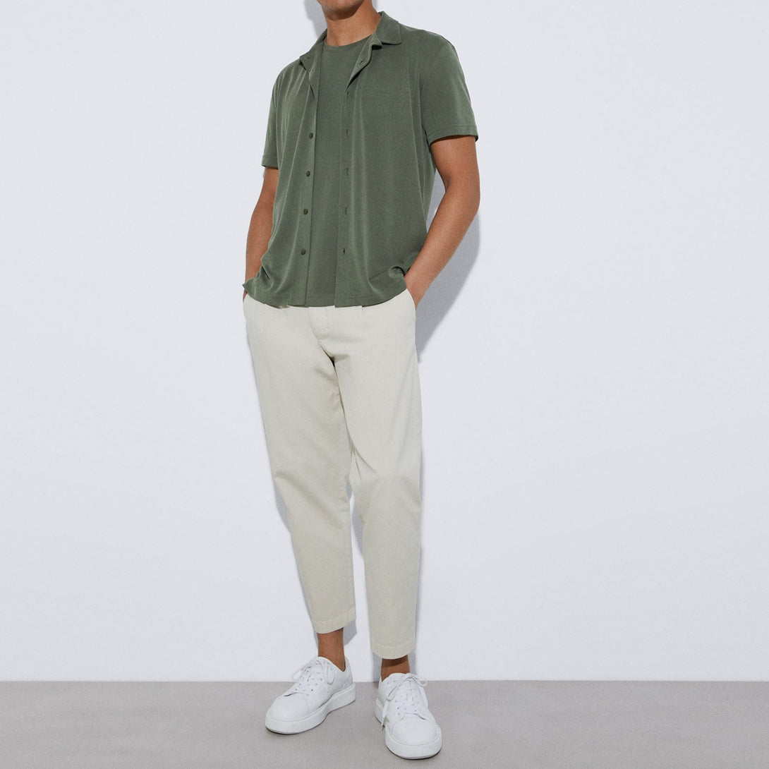 Men T-Shirt (Short Sleeve) | Dark Green Responsible Modal Basic T-Shirt by Spanish designer Adolfo Dominguez