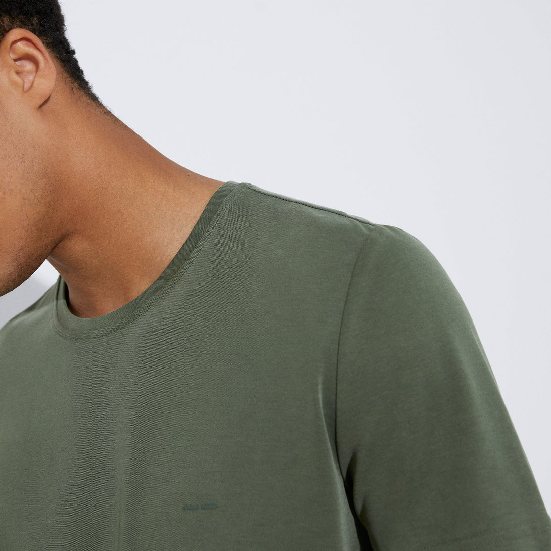 Men T-Shirt (Short Sleeve) | Dark Green Responsible Modal Basic T-Shirt by Spanish designer Adolfo Dominguez