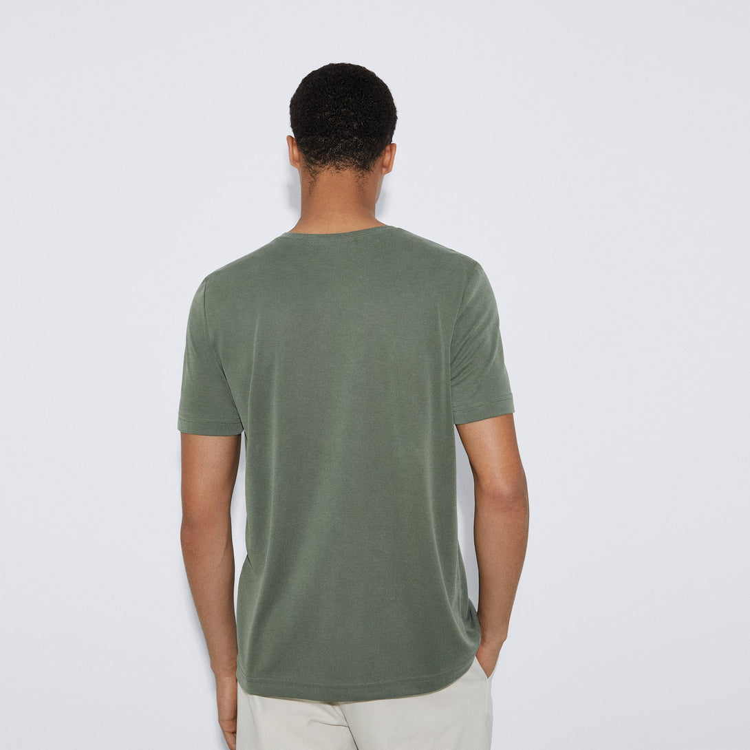 Men T-Shirt (Short Sleeve) | Dark Green Responsible Modal Basic T-Shirt by Spanish designer Adolfo Dominguez