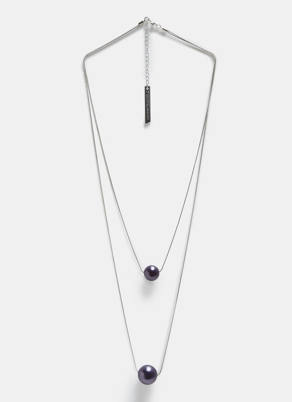 Women Necklace | Double Necklace With Spherical Pend by Spanish designer Adolfo Dominguez