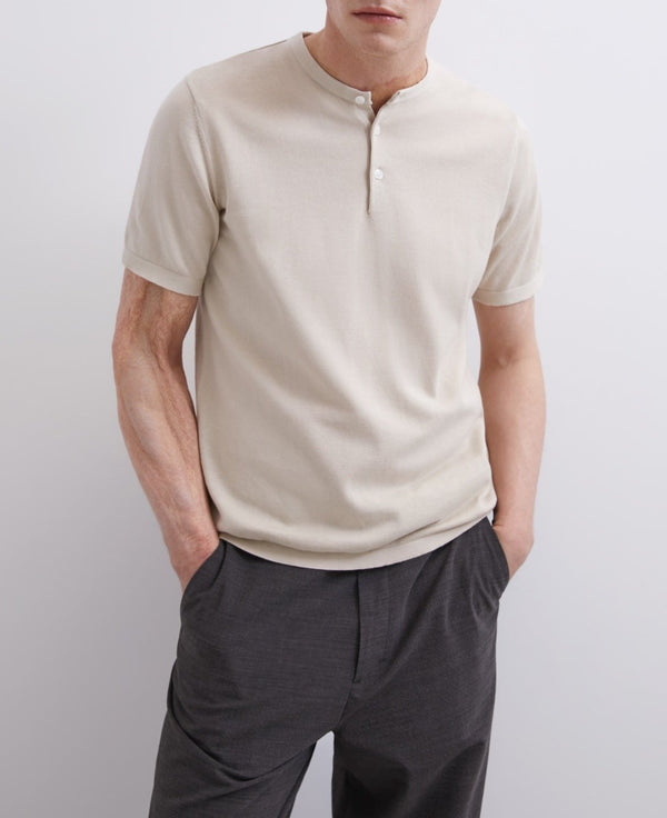 Men Jersey | Ecru Camel Cotton Sweater by Spanish designer Adolfo Dominguez