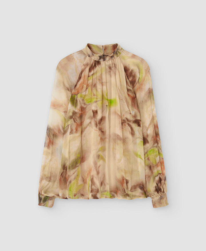 Women Shirt | Flower Stamped Print Bambula Blouse by Spanish designer Adolfo Dominguez