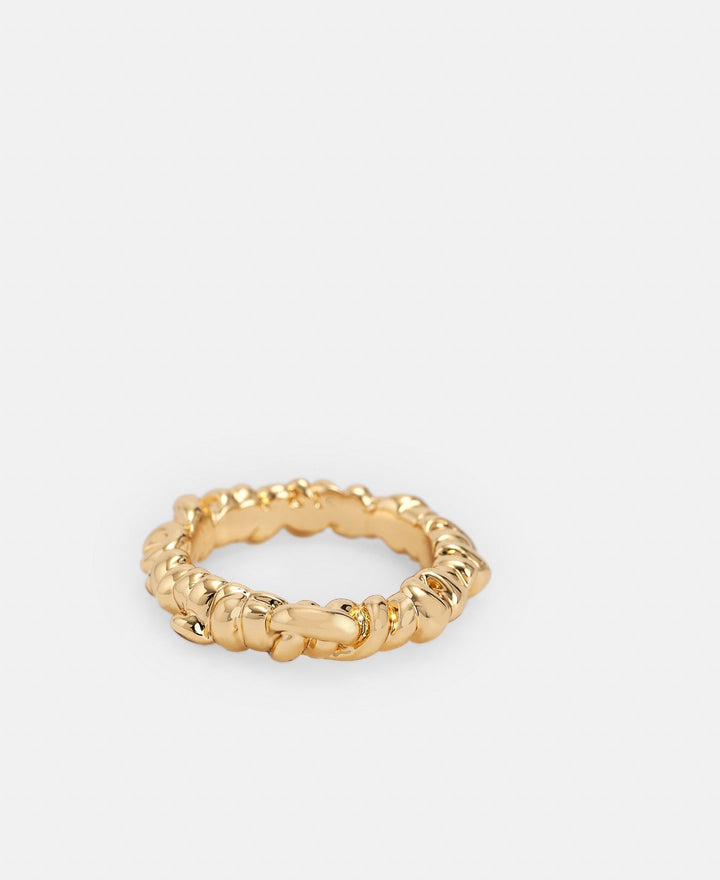 Women Ring | Gold Zinc Plaited Motif Ring by Spanish designer Adolfo Dominguez