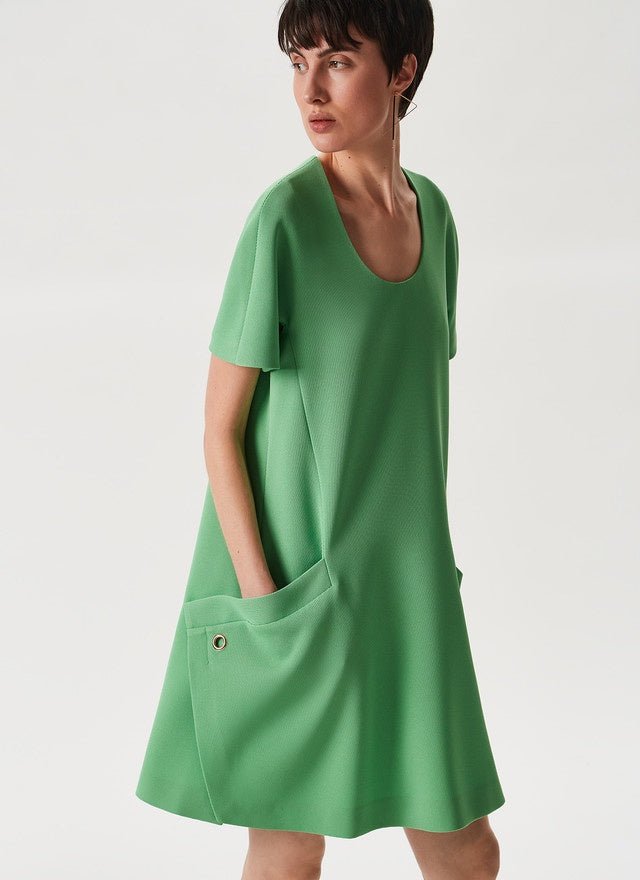 Green A-Line Dress With U-Neck | Adolfo Dominguez – Adolfo Dominguez ...