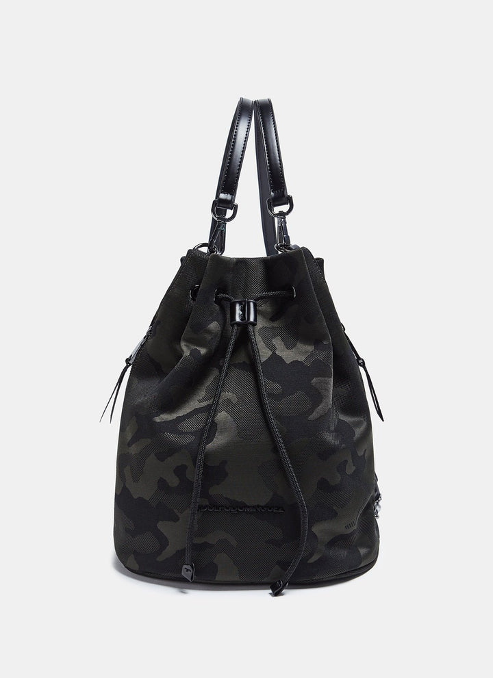 Women Bags | Green Nylon Backpack With Camouflage P by Spanish designer Adolfo Dominguez