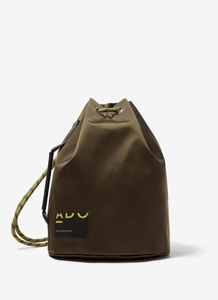 Women Bags | Green Nylon Drawstring Bag With Cord Straps by Spanish designer Adolfo Dominguez
