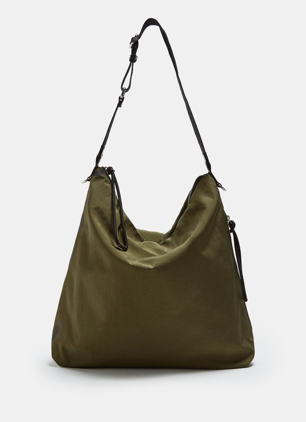 Women Bags | Green Technical Nylon Hobo Bag With Logo by Spanish designer Adolfo Dominguez