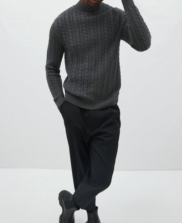 Men Jersey | Grey Cotton And Wool Eights Sweater by Spanish designer Adolfo Dominguez