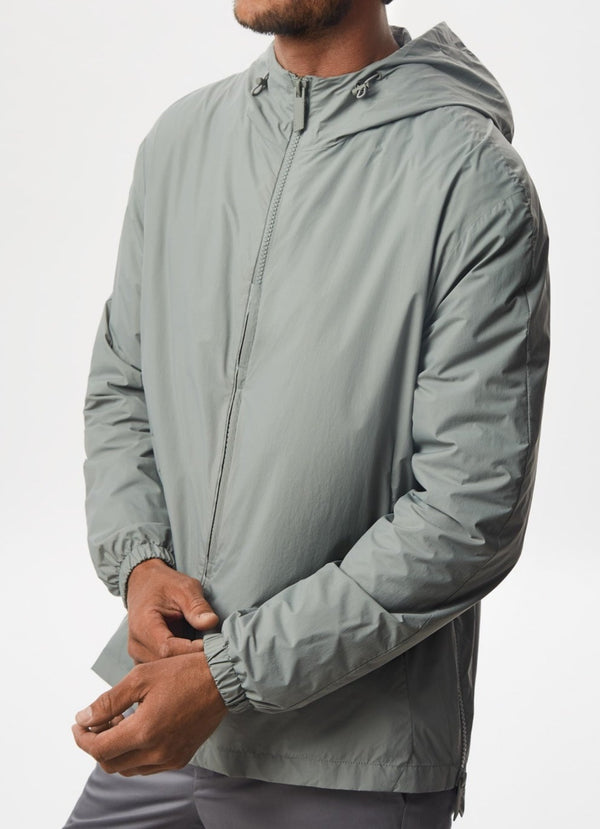 Men Short Jacket | Grey Hooded Parka With Side Zipper by Spanish designer Adolfo Dominguez