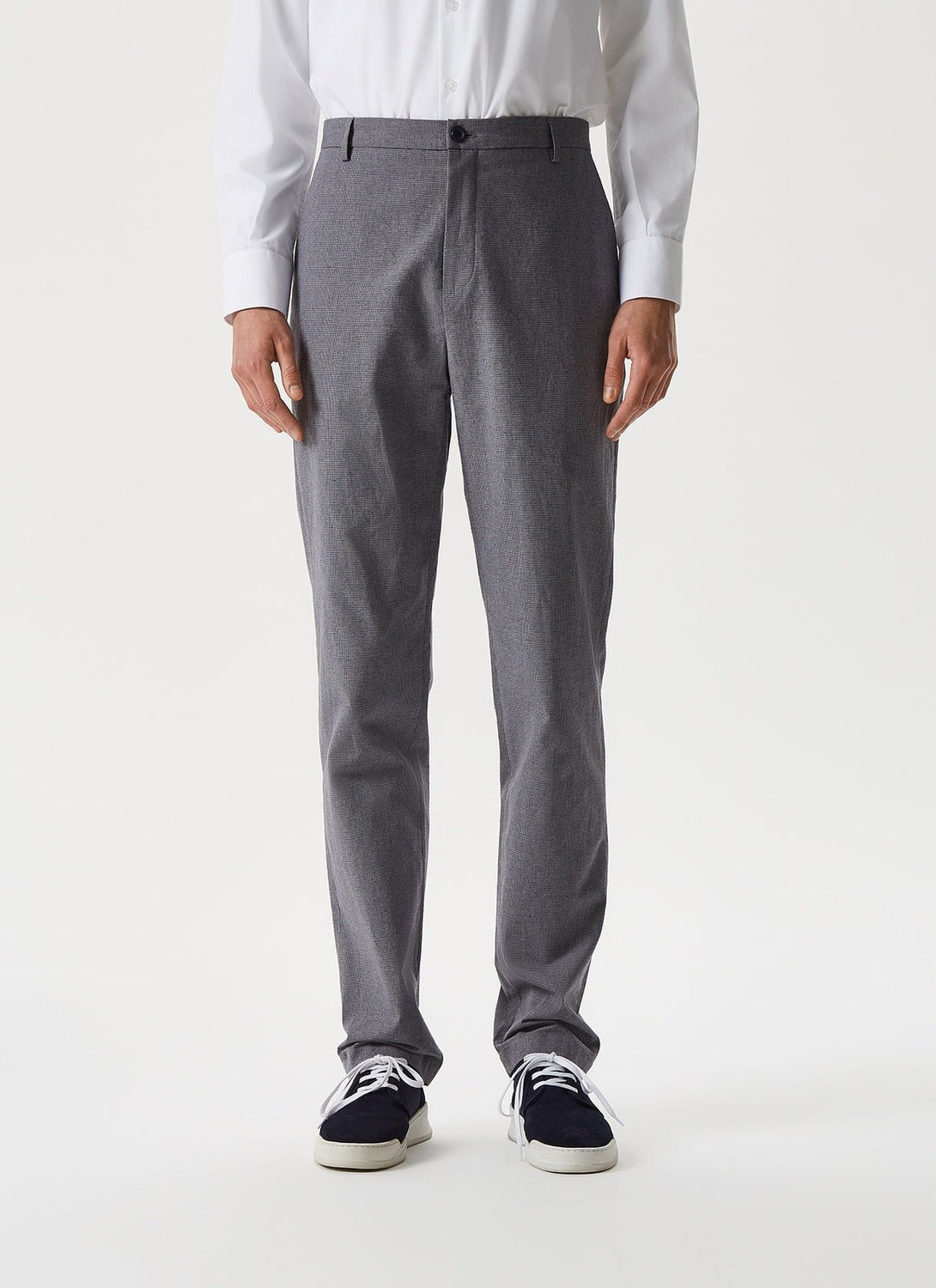 Men Trousers | Grey/Black Houndstooth Print Trousers by Spanish designer Adolfo Dominguez