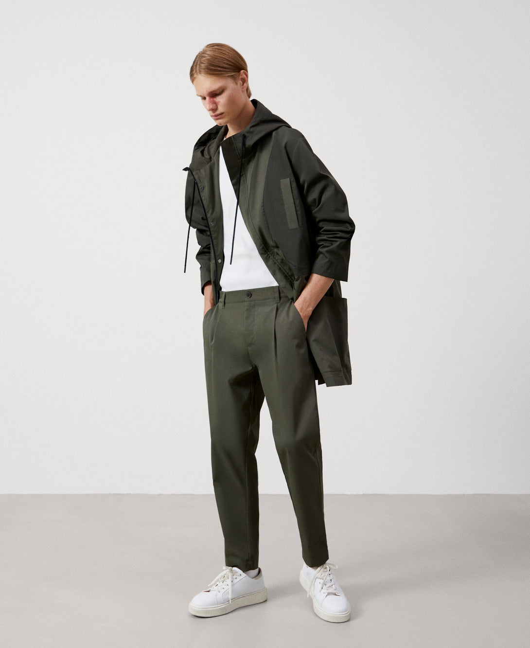 Men Trousers | Khaki Chino Trousers With Recycled Materials by Spanish designer Adolfo Dominguez