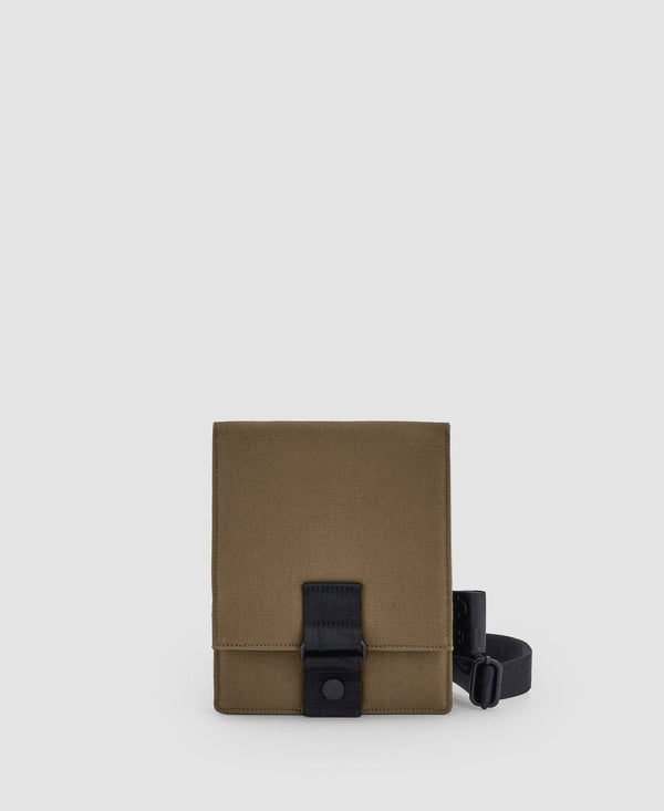 Men Bags | Khaki Cotton Canvas Small Shoulder Bag by Spanish designer Adolfo Dominguez