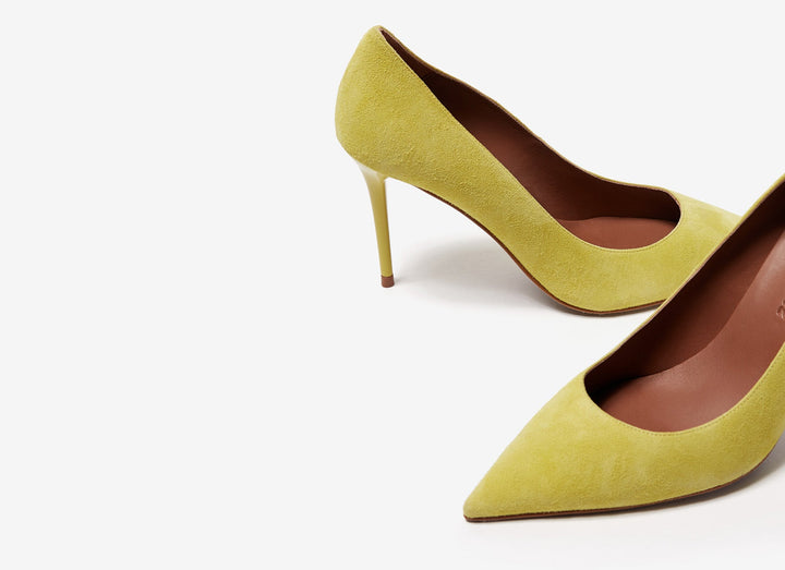 Mustard Yellow Suede Stilettos  Small Shoes by Cristina Correia