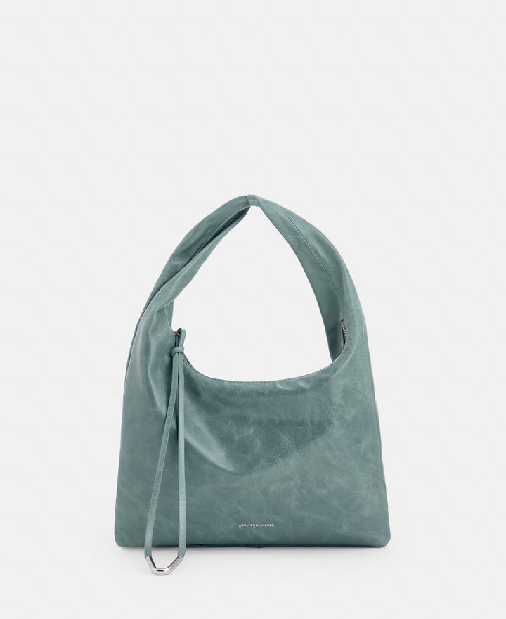 Women Leather Bag | Light Green Responsible Tanned Leather Mini Hobo by Spanish designer Adolfo Dominguez