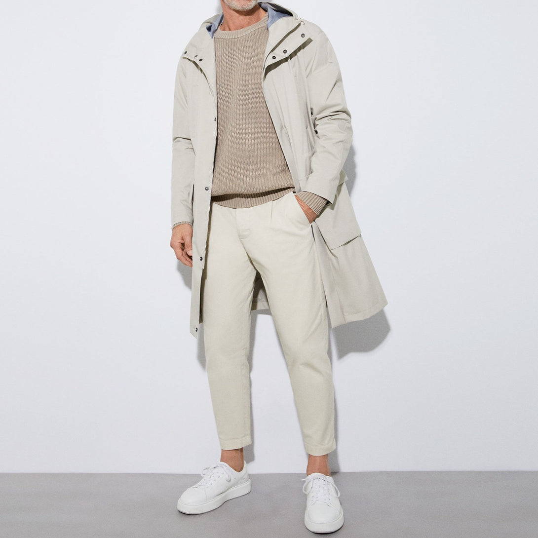 Men Trousers | Light Grey Carrot Silhouette Darts Trousers by Spanish designer Adolfo Dominguez