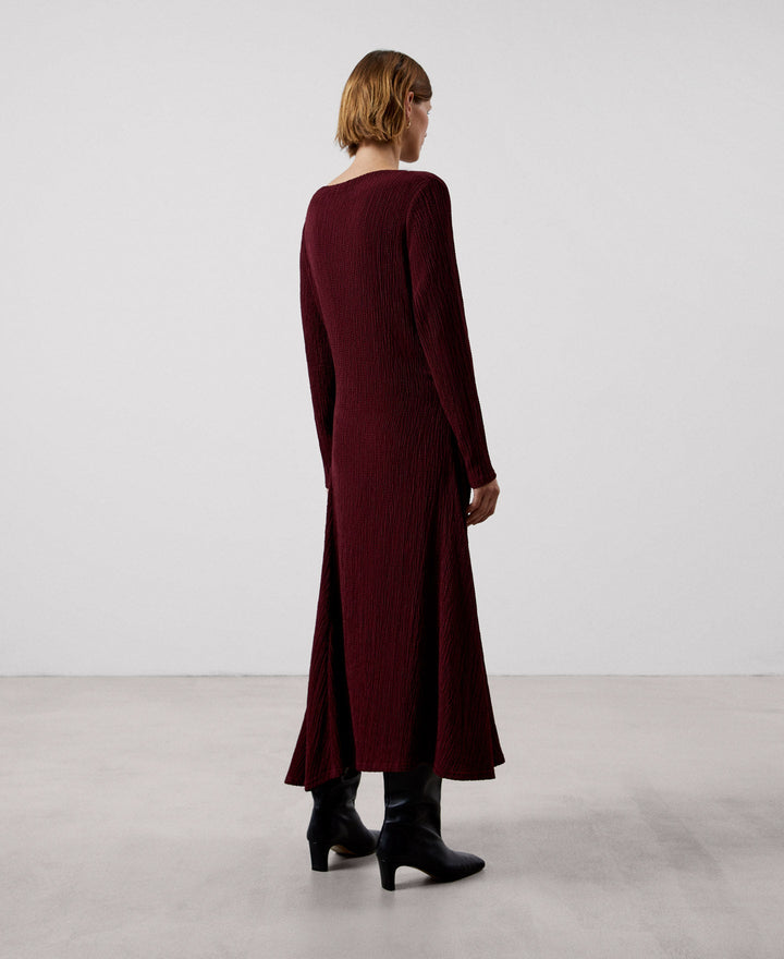 Women Dress | Maroon Dolman Sleeve Long Dress by Spanish designer Adolfo Dominguez