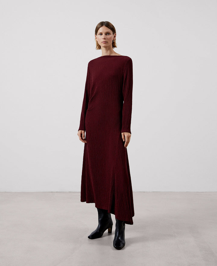 Women Dress | Maroon Dolman Sleeve Long Dress by Spanish designer Adolfo Dominguez