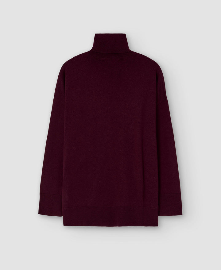 Women Jersey | Maroon Merino Wool Turtleneck Sweater For Women by Spanish designer Adolfo Dominguez