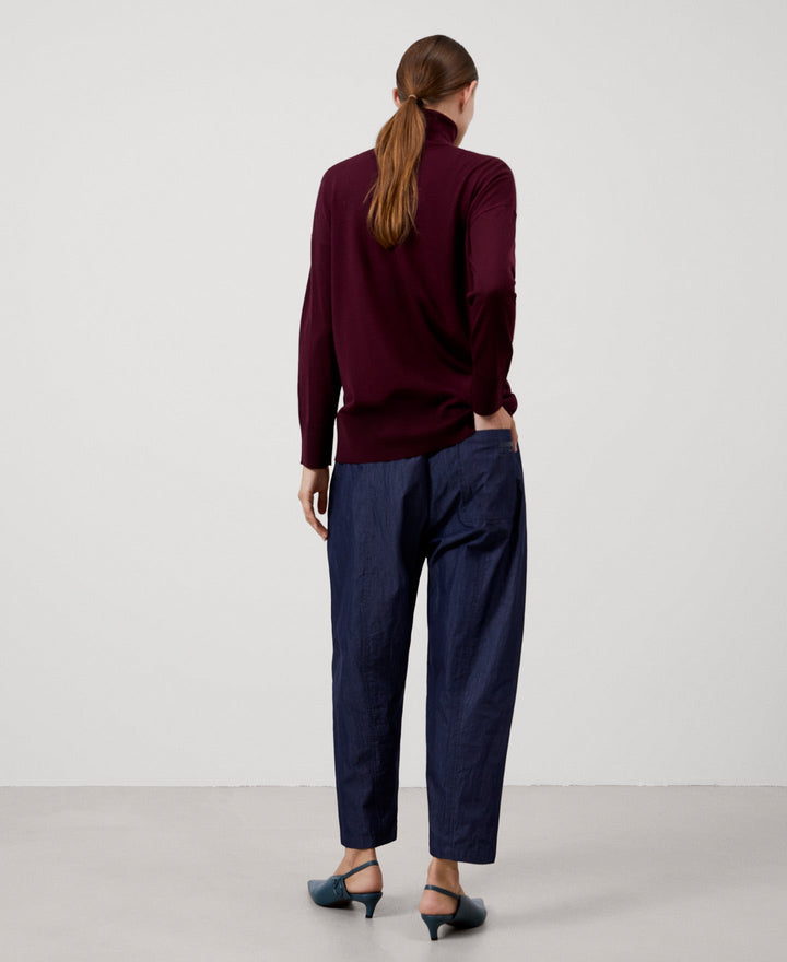 Women Jersey | Maroon Merino Wool Turtleneck Sweater For Women by Spanish designer Adolfo Dominguez