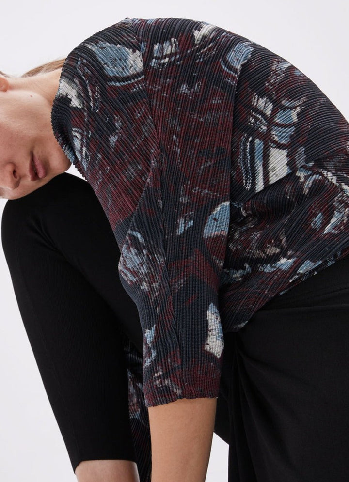 Women Shirt | Multicolor Printed Crinkle Sweatshirt by Spanish designer Adolfo Dominguez