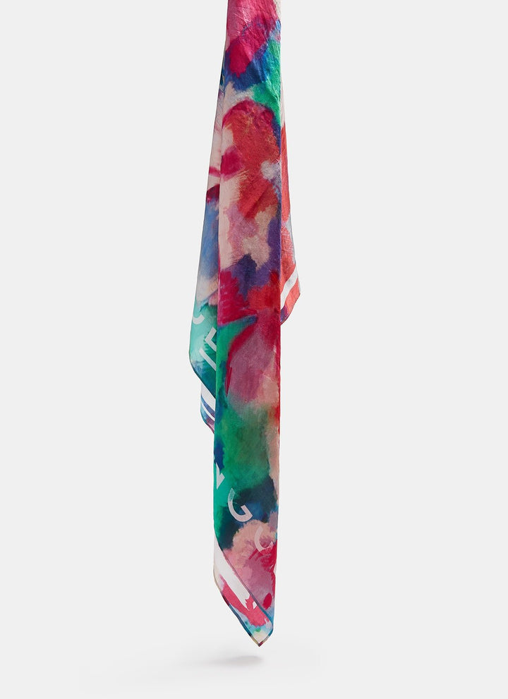 Women Handkerchief | Multicolor Silk Neck Scarf With Floral Print by Spanish designer Adolfo Dominguez