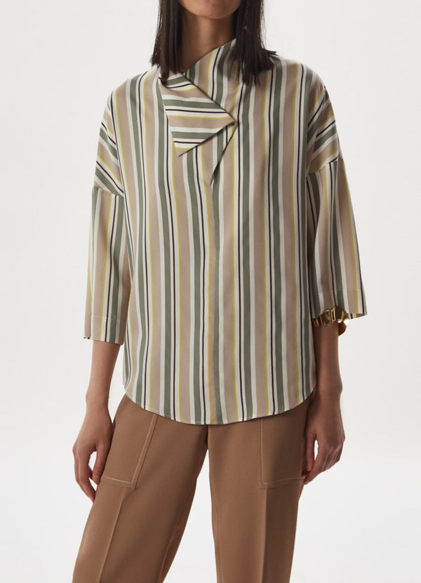 Women Shirt | Multicolor Viscose Shirt With Multiposition Colla by Spanish designer Adolfo Dominguez