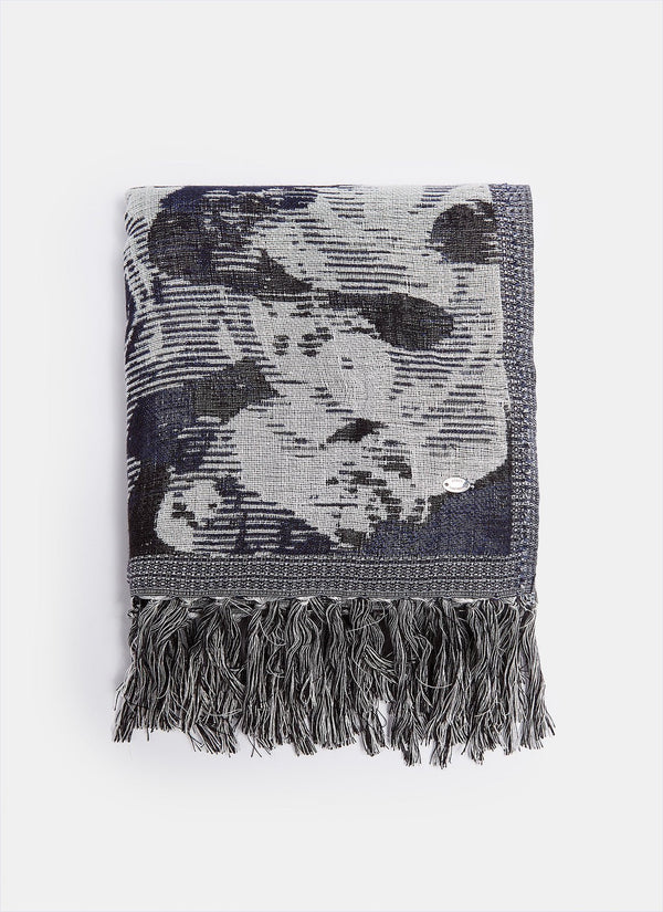 Women Shawl | Navy Blue And Grey Shawl by Spanish designer Adolfo Dominguez