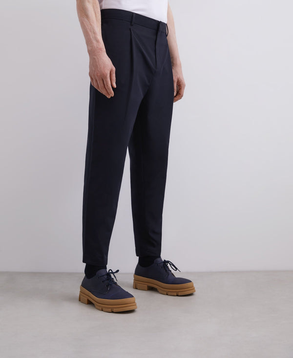 Men Trousers | Navy Blue Blue Trousers With Darts by Spanish designer Adolfo Dominguez