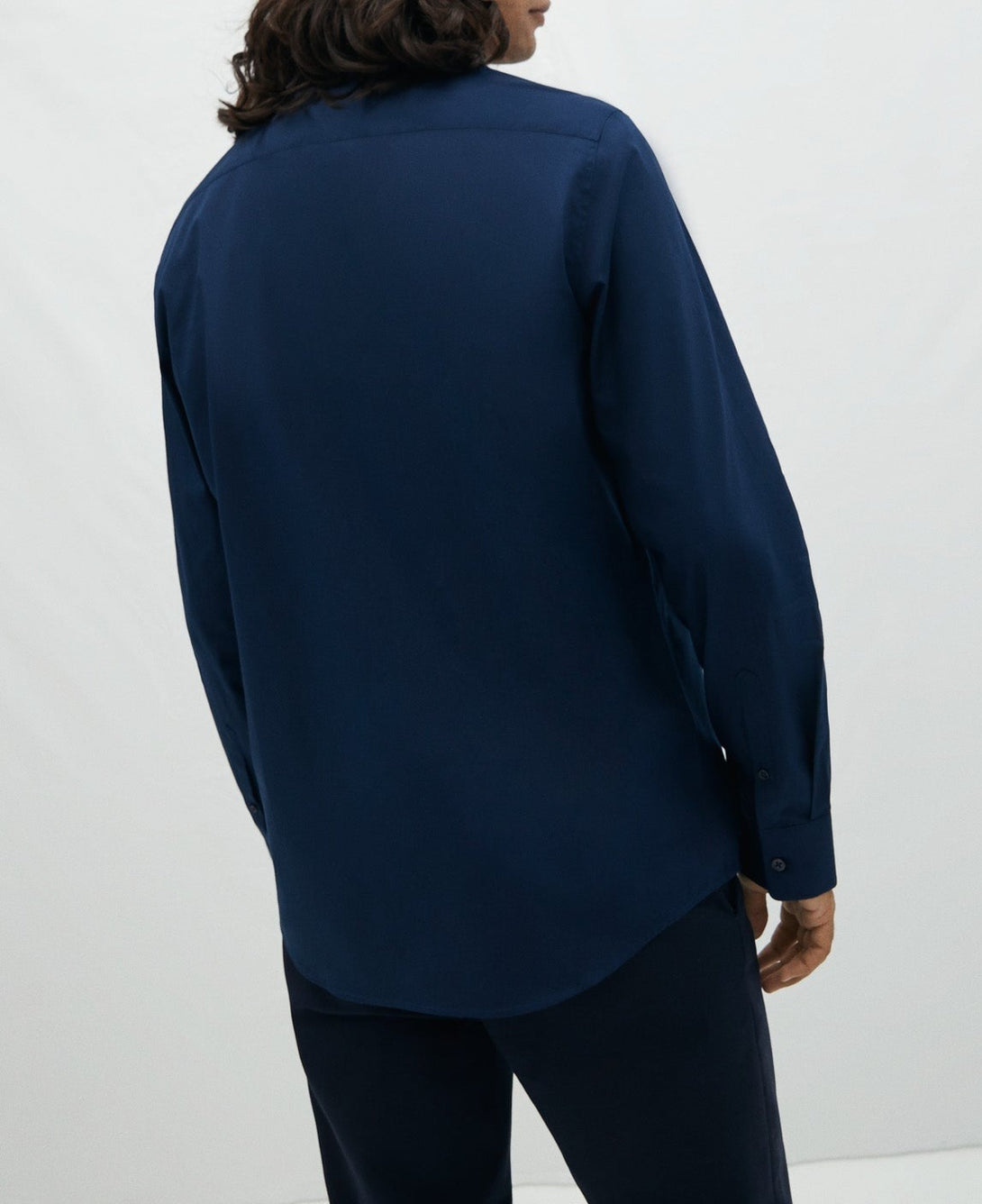 Men Shirt | Navy Blue Cutaway Collar Cotton Shirt by Spanish designer Adolfo Dominguez