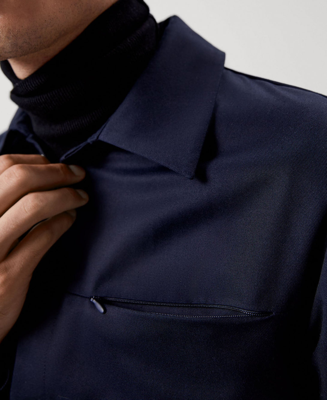 Men Overshirt | Navy Blue Lyocell Overshirt by Spanish designer Adolfo Dominguez