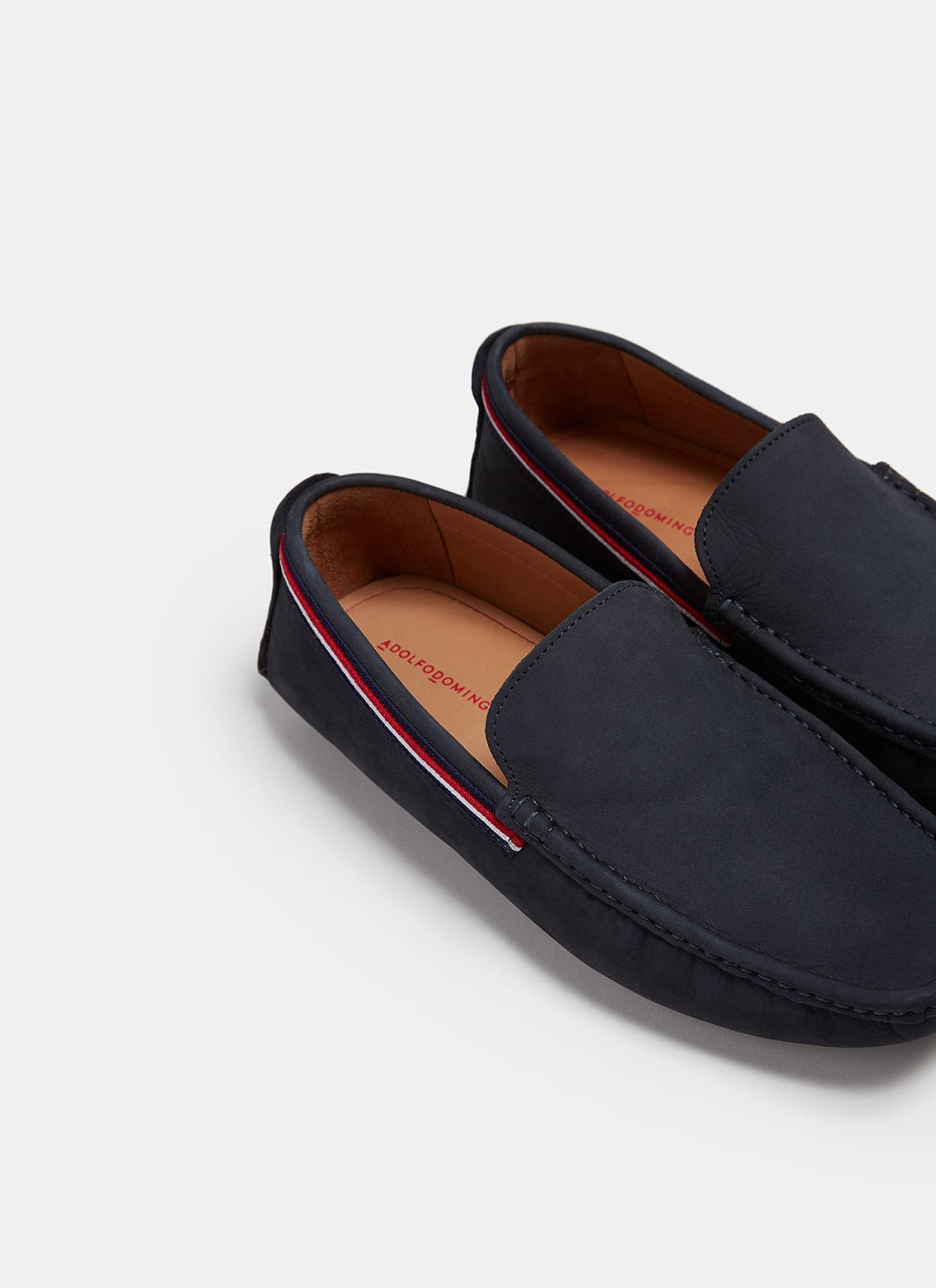 Men Shoes | Navy Blue Suede Moccasins With Rubber Sole by Spanish designer Adolfo Dominguez