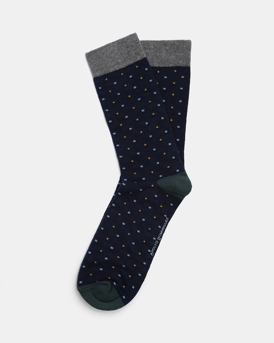 Men Socks | Navy Print Low Cut Socks With Geometric Print by Spanish designer Adolfo Dominguez