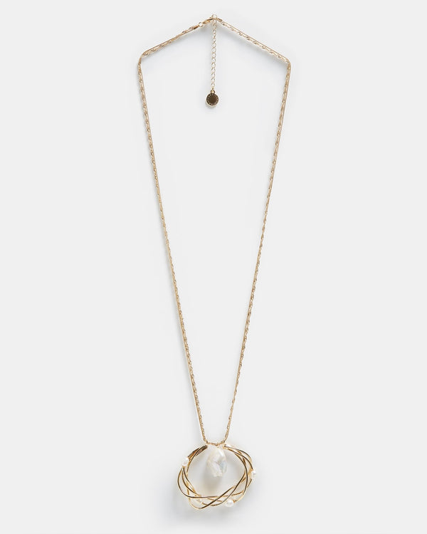 Women Necklace | Necklace With Intertwined Pearl Pendant by Spanish designer Adolfo Dominguez