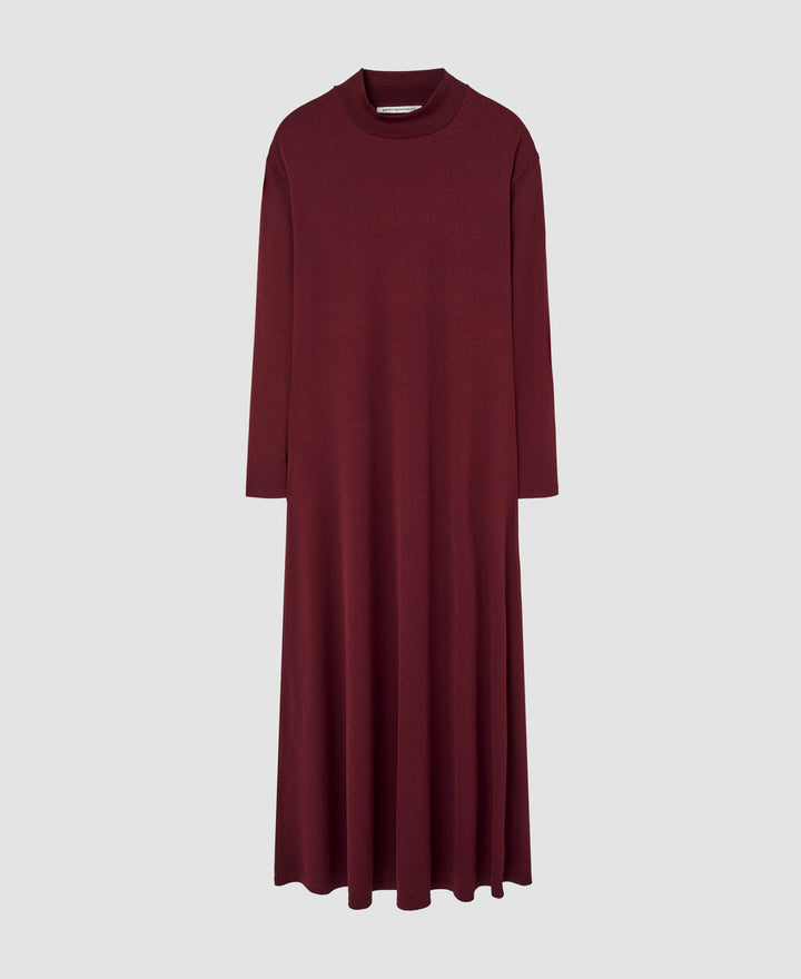 Women Dress | Raspberry Perkins Ribbed Collar Midi Dress by Spanish designer Adolfo Dominguez