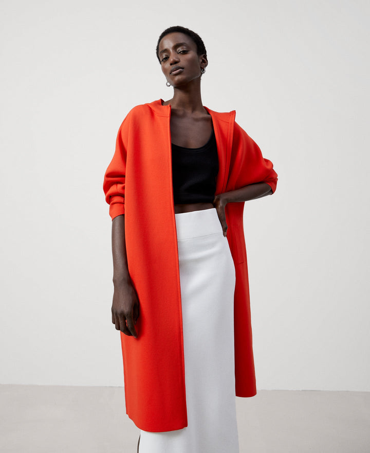 Women Coat | Red Recycled Nylon Double Faced Coat by Spanish designer Adolfo Dominguez